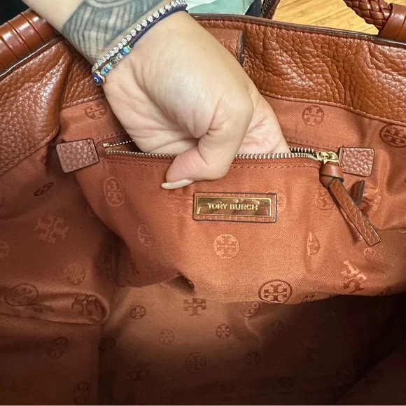 Tory Burch Taylor Desert Spice Rust Sienna Pebbled Leather Tote Bag - Picture 8 of 8
